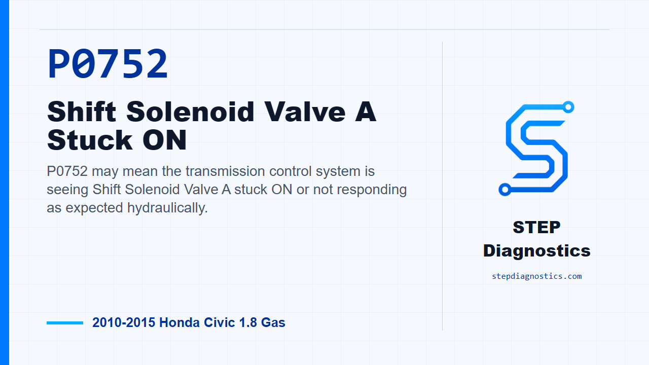 P0752 Shift Solenoid Valve A Stuck ON for 2010-2015 Honda Civic 1.8 Gas