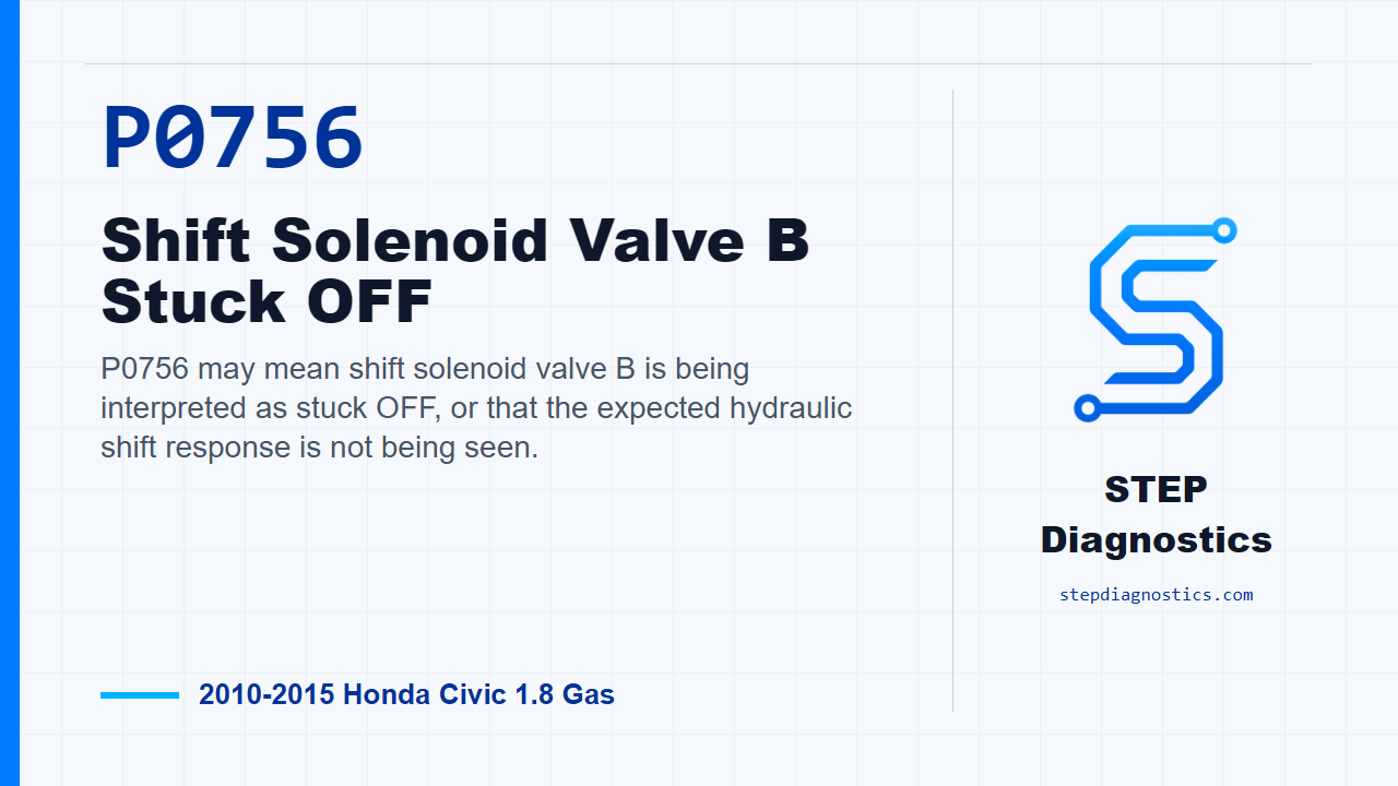 P0756 Shift Solenoid Valve B Stuck OFF for 2010-2015 Honda Civic 1.8 Gas