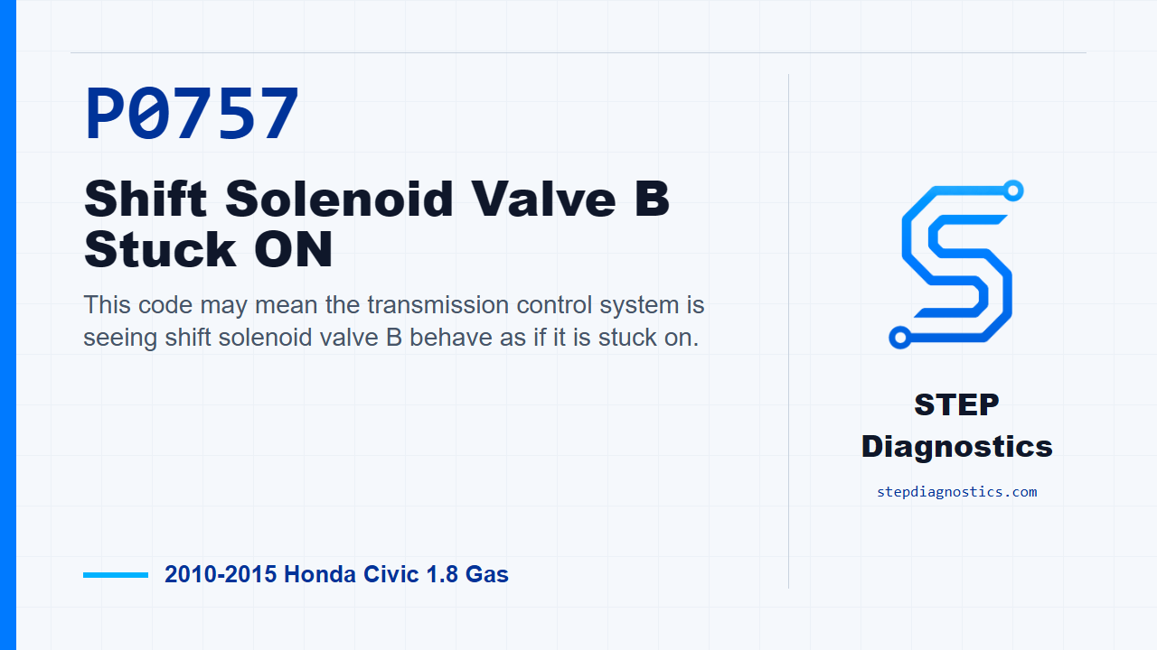 P0757 Shift Solenoid Valve B Stuck ON for 2010-2015 Honda Civic 1.8 Gas
