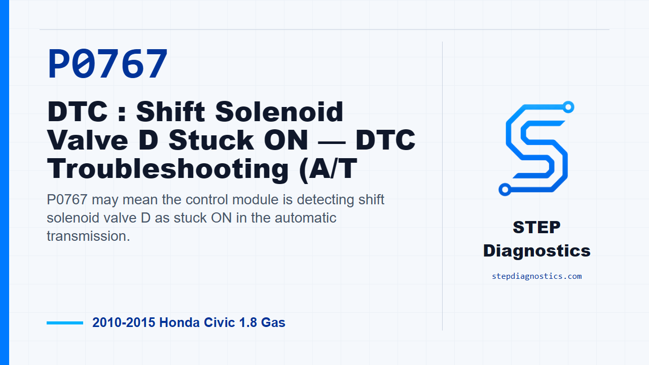P0767 DTC : Shift Solenoid Valve D Stuck ON — DTC Troubleshooting (A/T for 2010-2015 Honda Civic 1.8 Gas