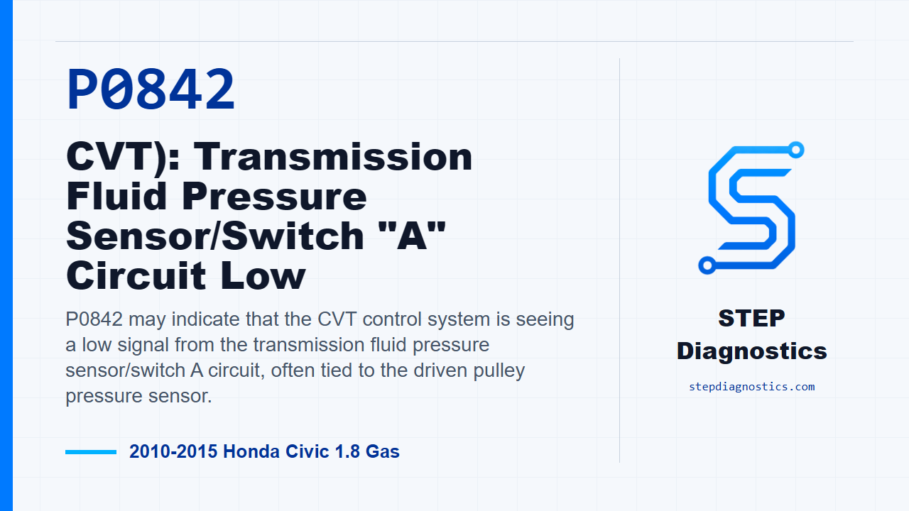 P0842 CVT): Transmission Fluid Pressure Sensor/Switch "A" Circuit Low for 2010-2015 Honda Civic 1.8 Gas