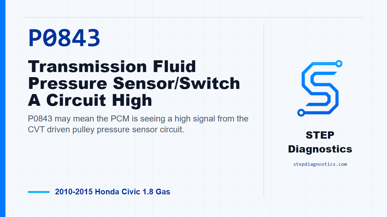 P0843 Transmission Fluid Pressure Sensor/Switch A Circuit High for 2010-2015 Honda Civic 1.8 Gas