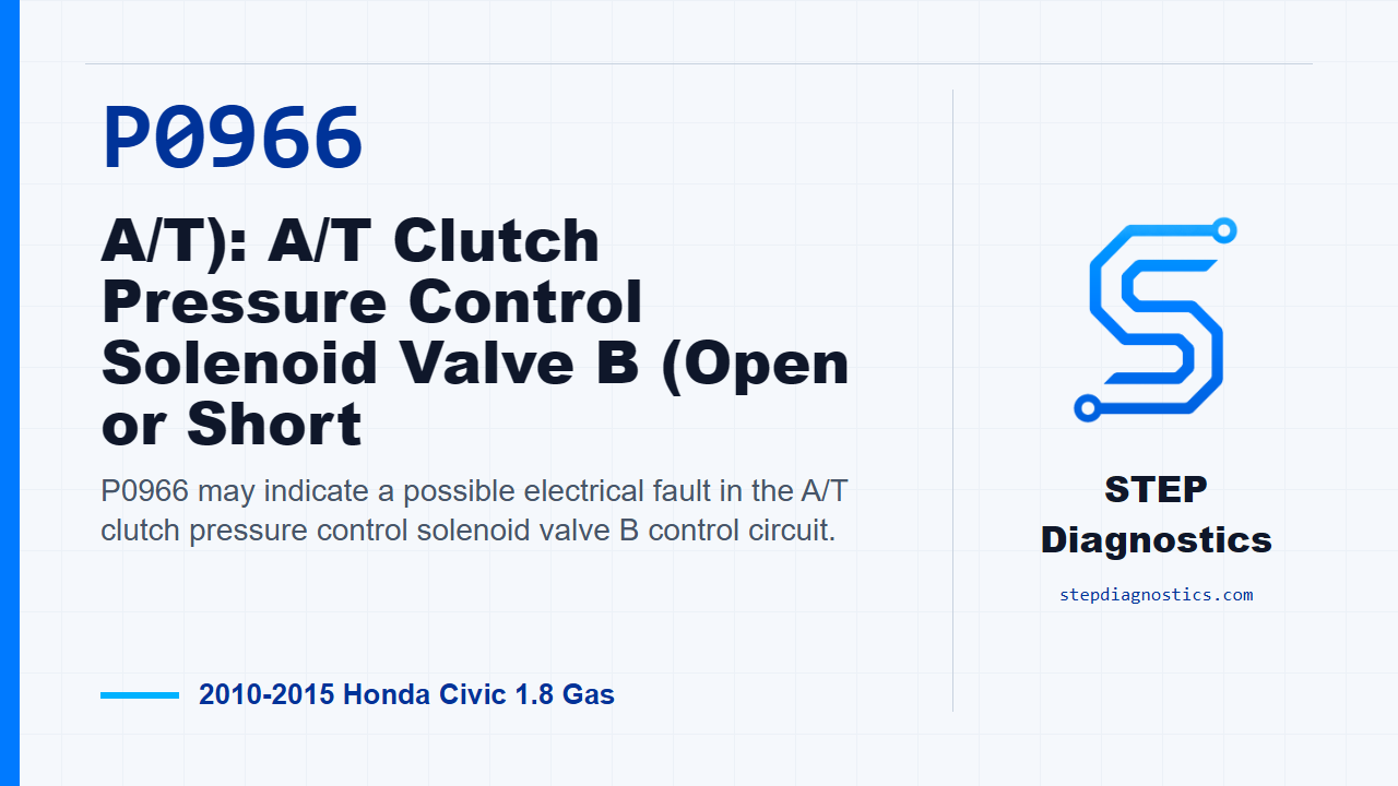 P0966 A/T): A/T Clutch Pressure Control Solenoid Valve B (Open or Short for 2010-2015 Honda Civic 1.8 Gas