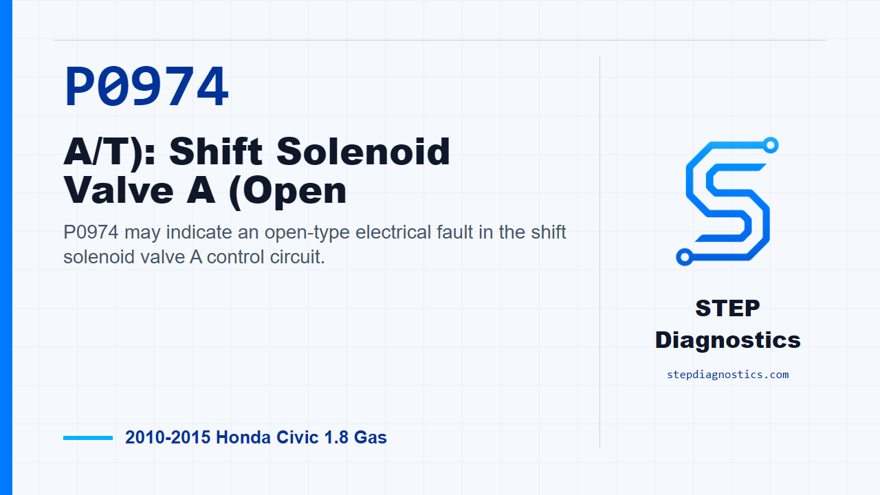 P0974 A/T): Shift Solenoid Valve A (Open for 2010-2015 Honda Civic 1.8 Gas