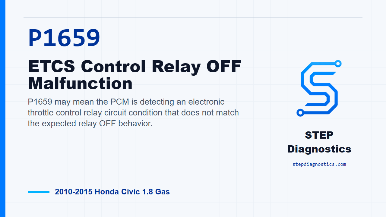 P1659 ETCS Control Relay OFF Malfunction for 2010-2015 Honda Civic 1.8 Gas