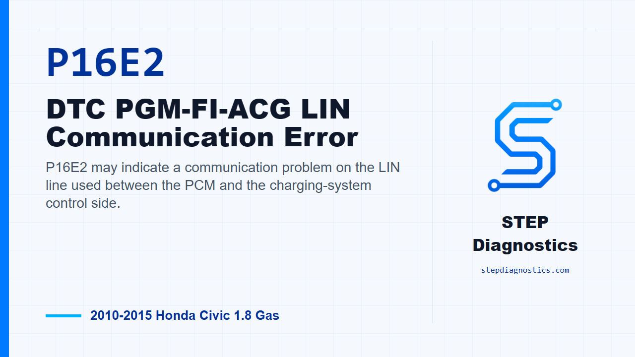 P16E2 DTC PGM-FI-ACG LIN Communication Error for 2010-2015 Honda Civic 1.8 Gas