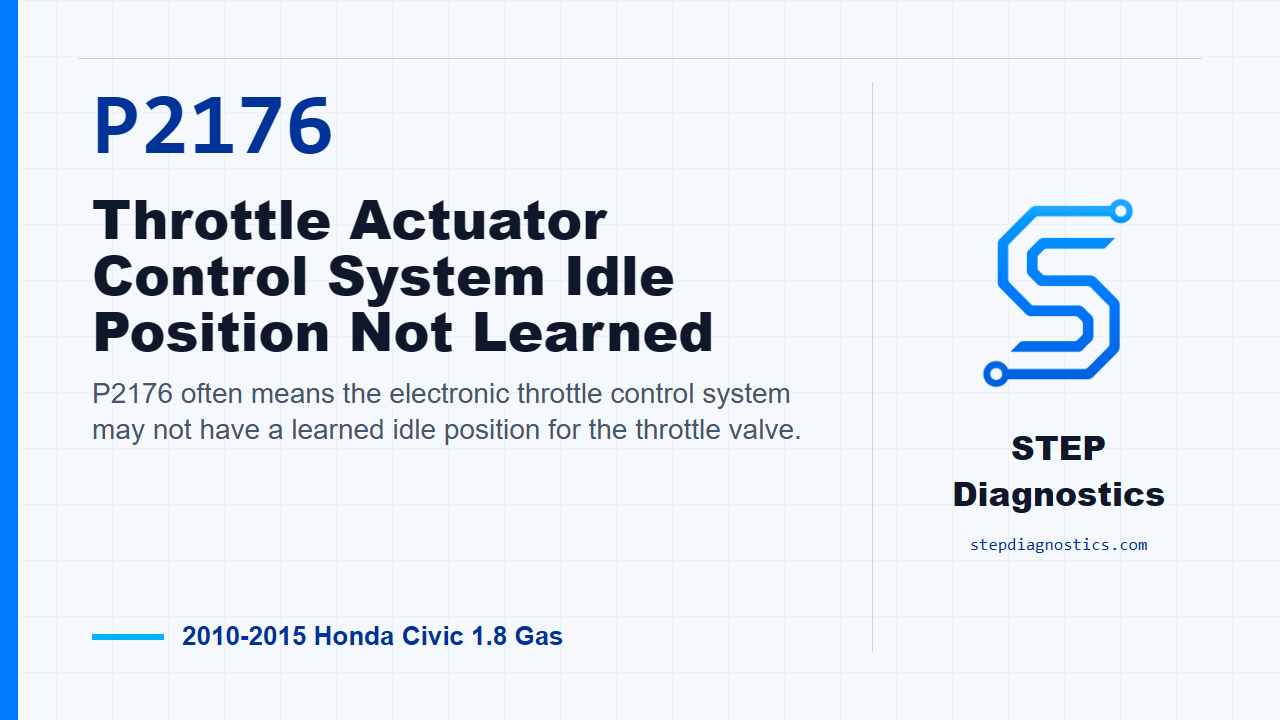 P2176 Throttle Actuator Control System Idle Position Not Learned for 2010-2015 Honda Civic 1.8 Gas