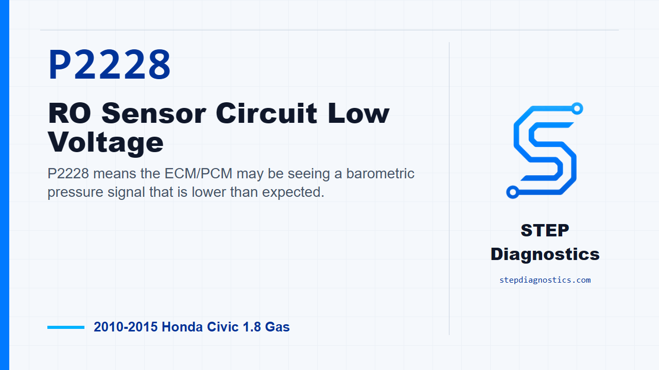 P2228 RO Sensor Circuit Low Voltage for 2010-2015 Honda Civic 1.8 Gas