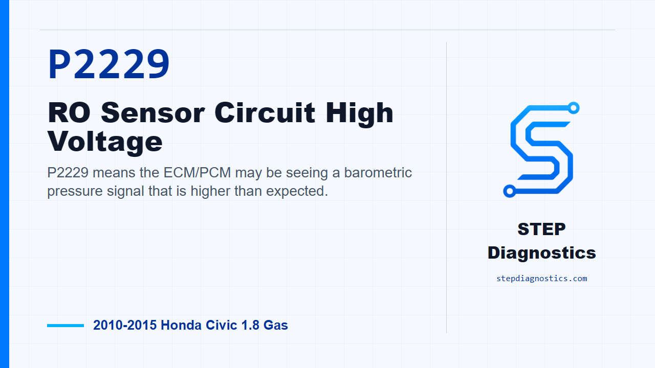 P2229 RO Sensor Circuit High Voltage for 2010-2015 Honda Civic 1.8 Gas