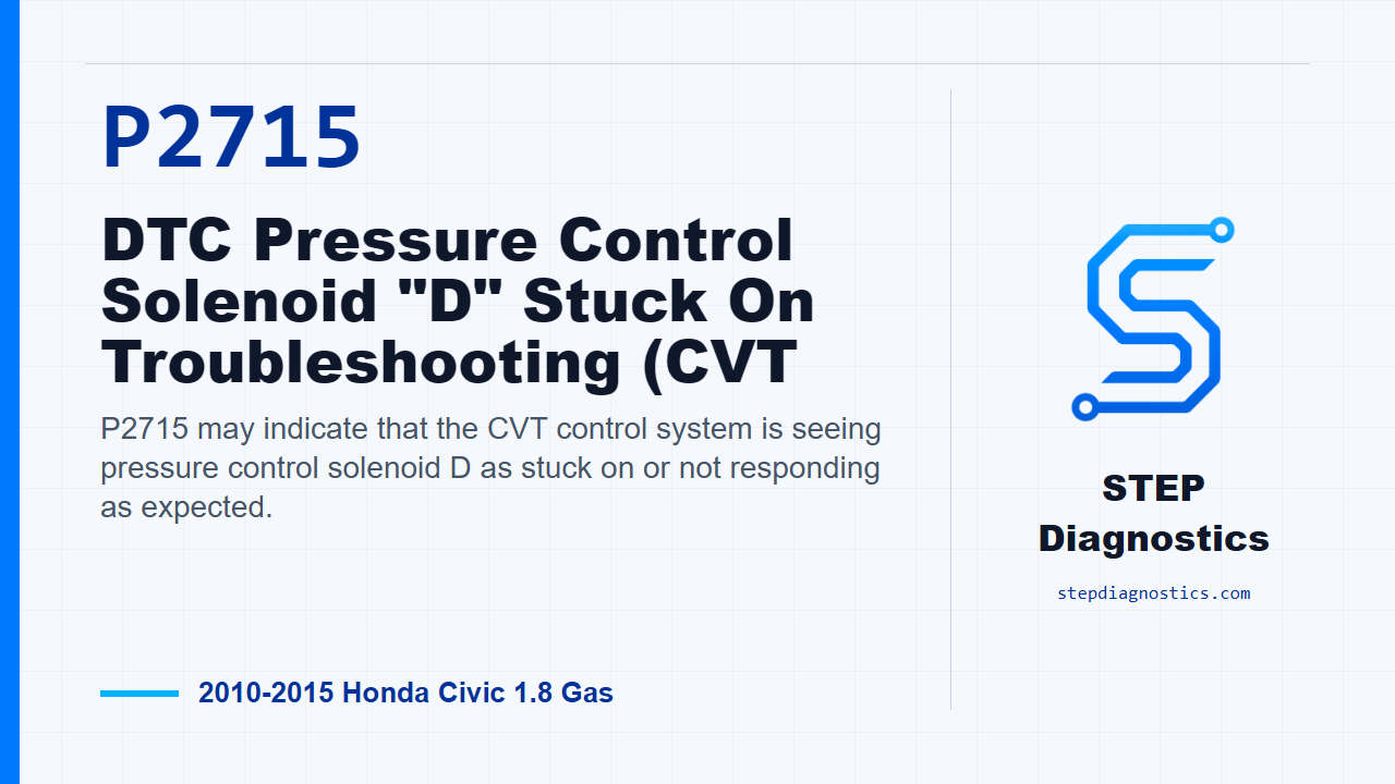 P2715 DTC Pressure Control Solenoid "D" Stuck On Troubleshooting (CVT for 2010-2015 Honda Civic 1.8 Gas