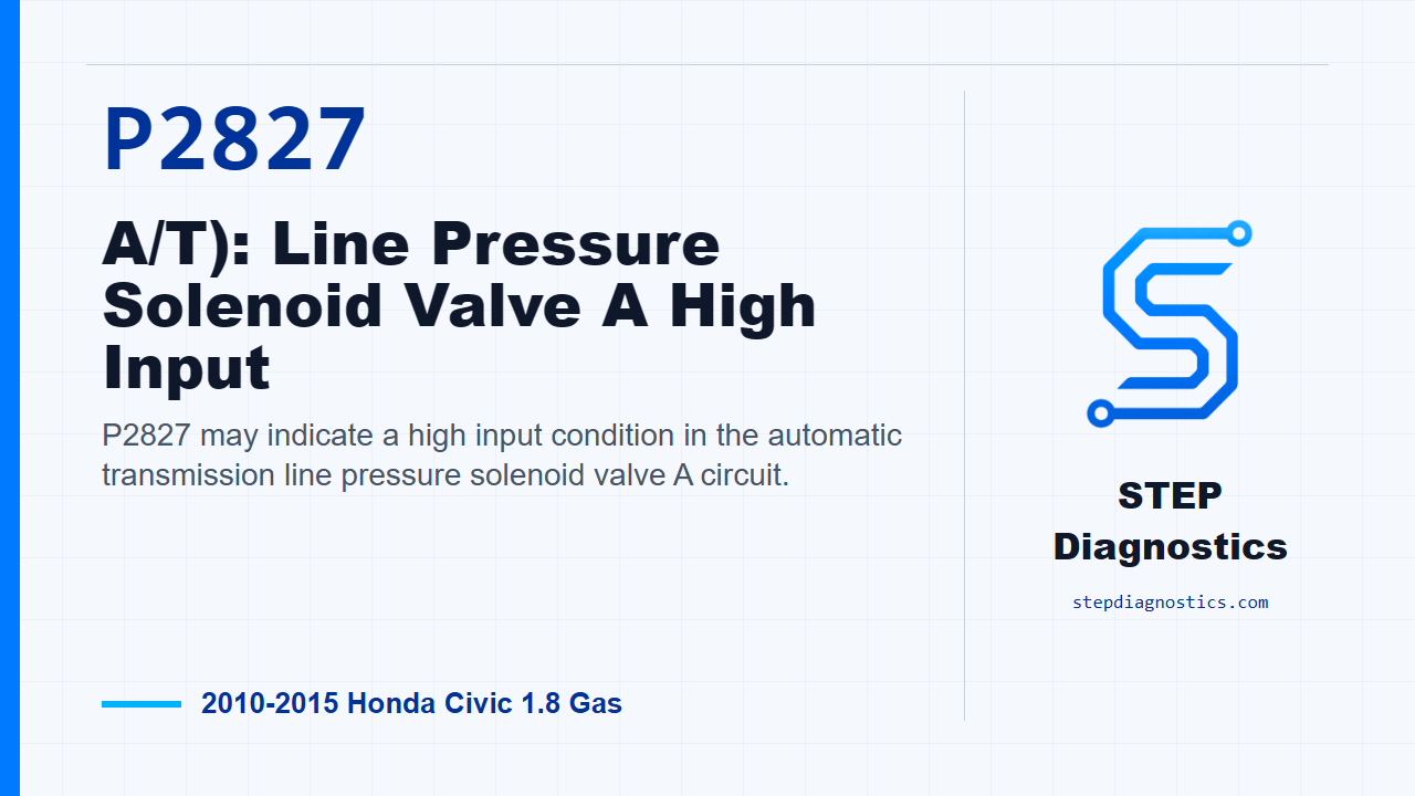 P2827 A/T): Line Pressure Solenoid Valve A High Input for 2010-2015 Honda Civic 1.8 Gas