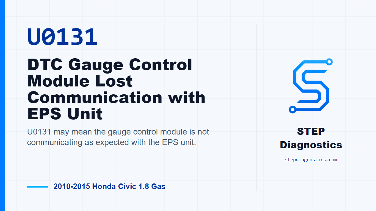 U0131 DTC Gauge Control Module Lost Communication with EPS Unit for 2010-2015 Honda Civic 1.8 Gas