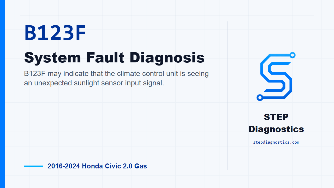 B123F System Fault Diagnosis for 2016-2024 Honda Civic 2.0 Gas