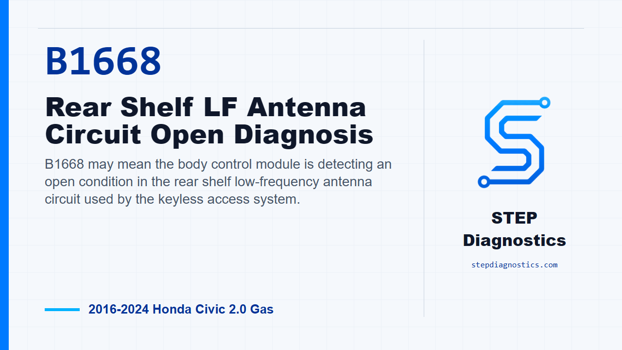 B1668 Rear Shelf LF Antenna Circuit Open Diagnosis for 2016-2024 Honda Civic 2.0 Gas