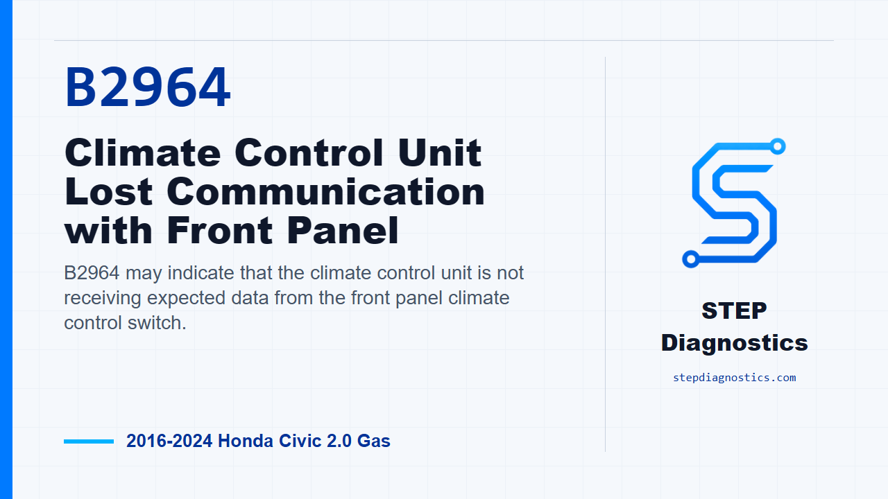 B2964 Climate Control Unit Lost Communication with Front Panel for 2016-2024 Honda Civic 2.0 Gas