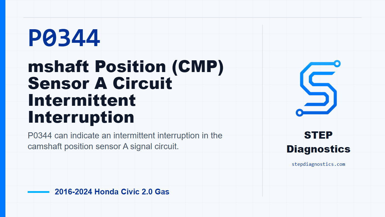 P0344 mshaft Position (CMP) Sensor A Circuit Intermittent Interruption for 2016-2024 Honda Civic 2.0 Gas