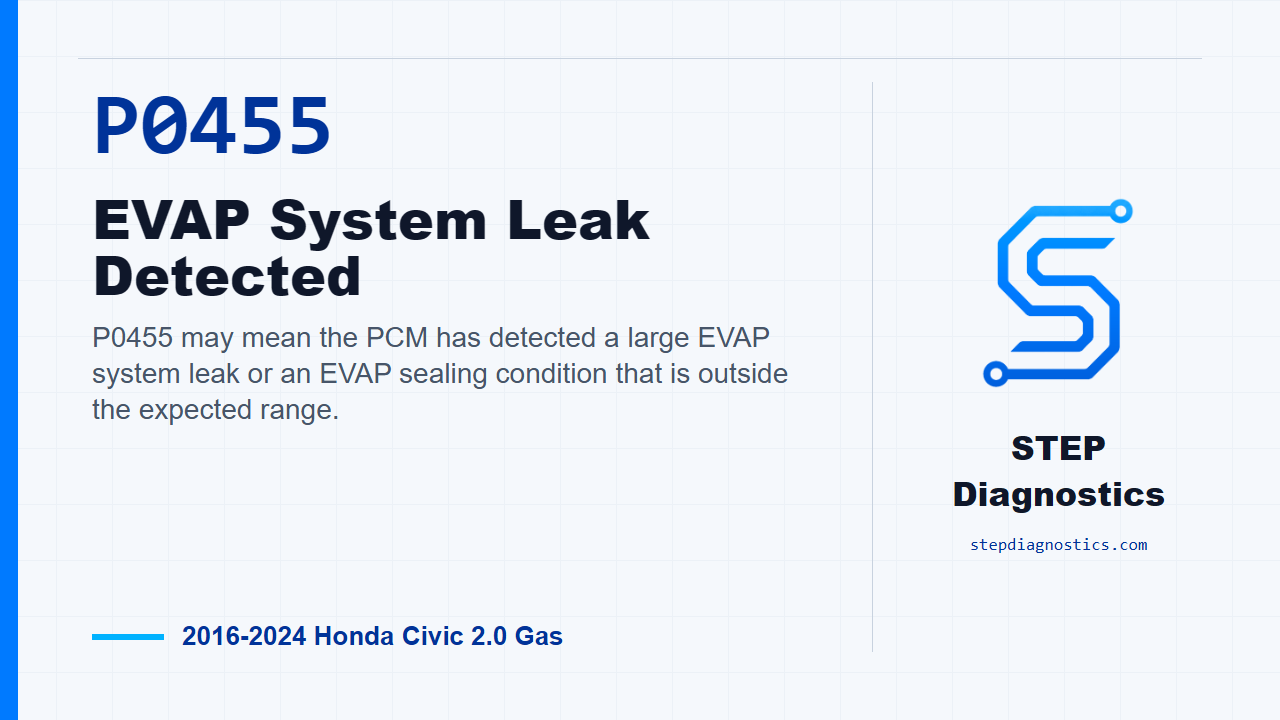 P0455 EVAP System Leak Detected for 2016-2024 Honda Civic 2.0 Gas