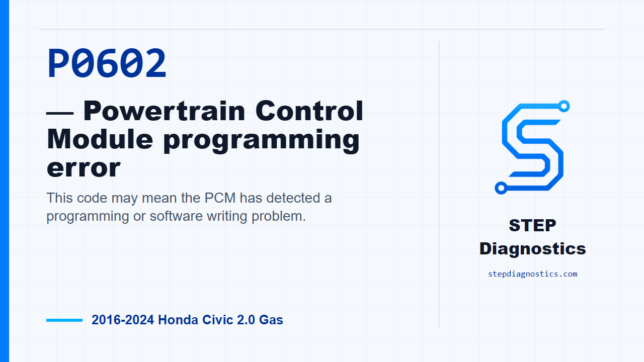 P0602 — Powertrain Control Module programming error diagnostic guide