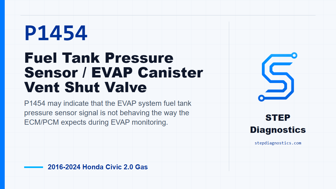 P1454 Fuel Tank Pressure Sensor / EVAP Canister Vent Shut Valve for 2016-2024 Honda Civic 2.0 Gas