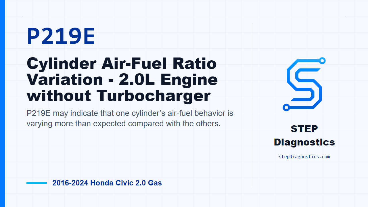 P219E Cylinder Air-Fuel Ratio Variation - 2.0L Engine without Turbocharger for 2016-2024 Honda Civic 2.0 Gas
