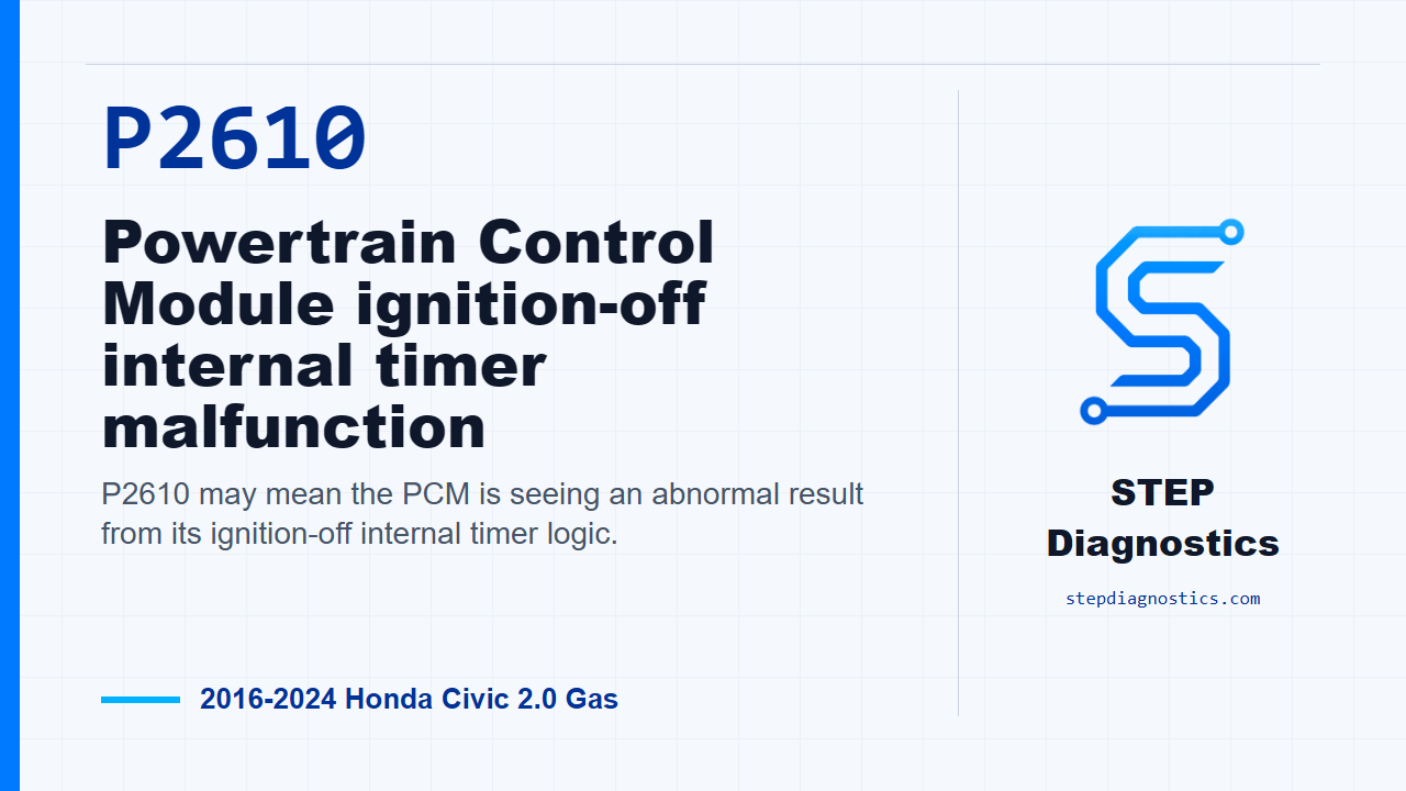 P2610 Powertrain Control Module ignition-off internal timer malfunction diagnostic guide