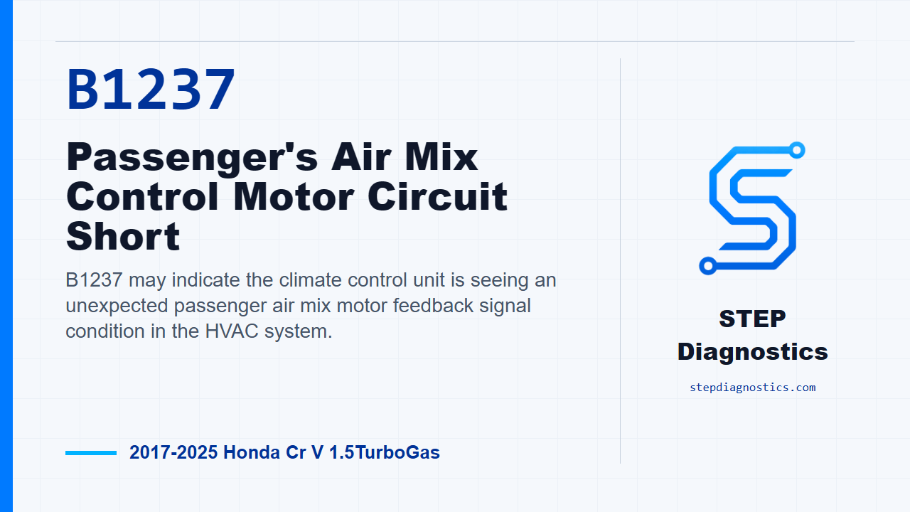 B1237 Passenger's Air Mix Control Motor Circuit Short diagnostic guide