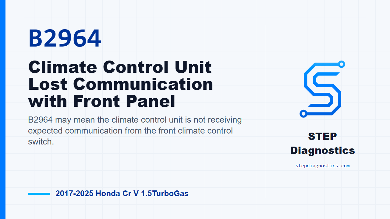 B2964 Climate Control Unit Lost Communication with Front Panel diagnostic guide