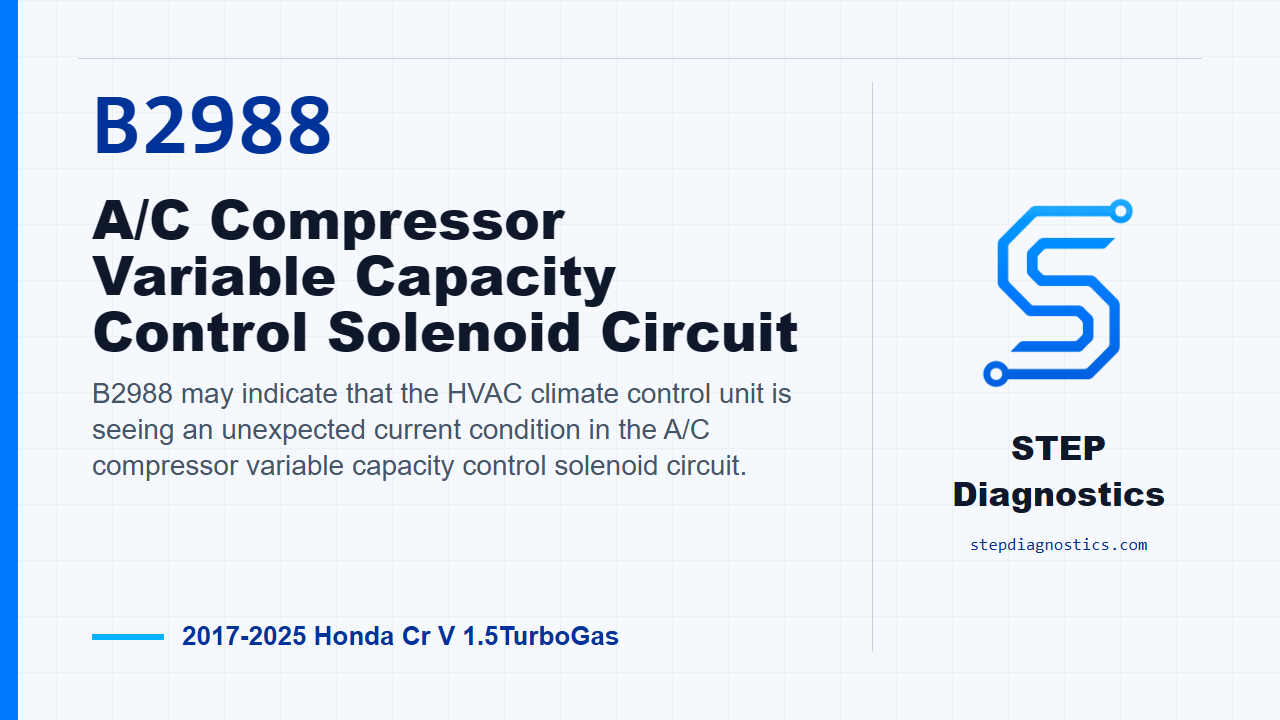 B2988 A/C Compressor Variable Capacity Control Solenoid Circuit diagnostic guide