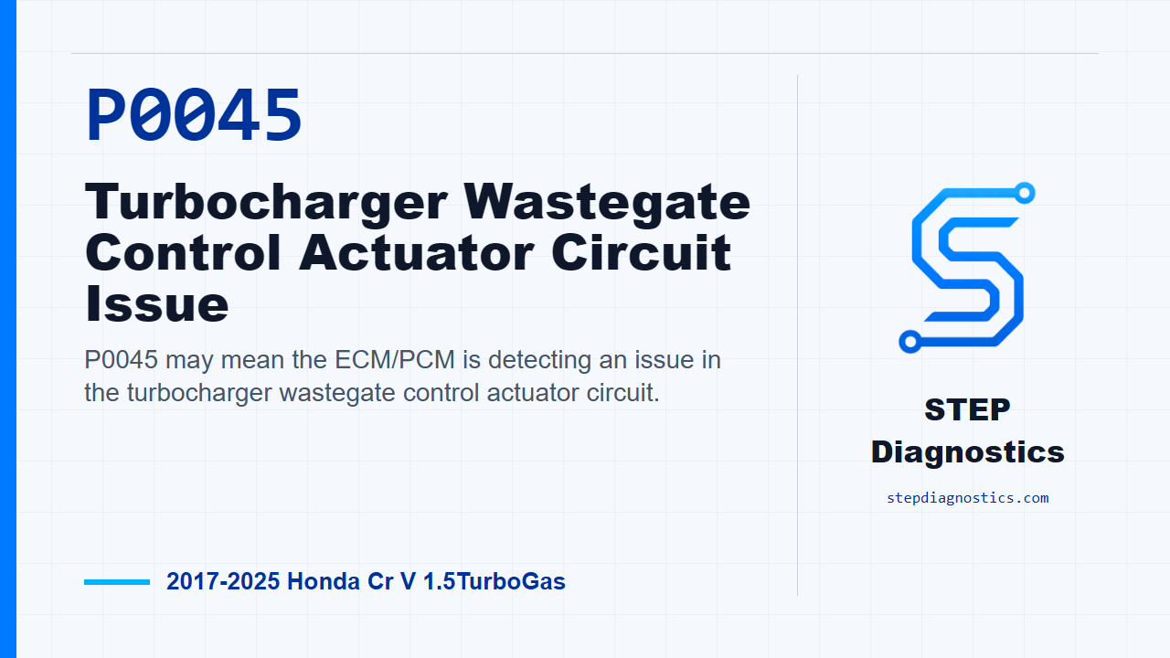 P0045 Turbocharger Wastegate Control Actuator Circuit Issue for 2017-2025 Honda Cr V 1.5TurboGas