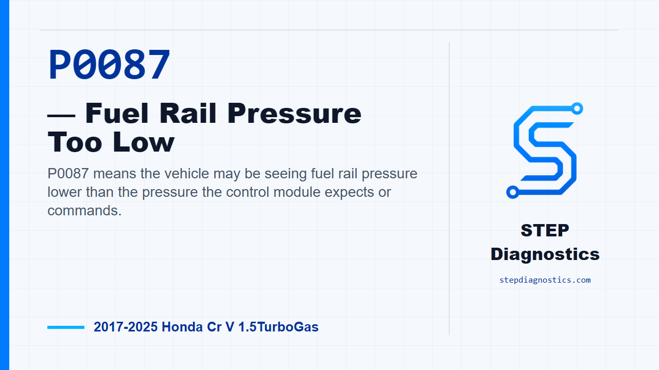 P0087 — Fuel Rail Pressure Too Low for 2017-2025 Honda Cr V 1.5TurboGas