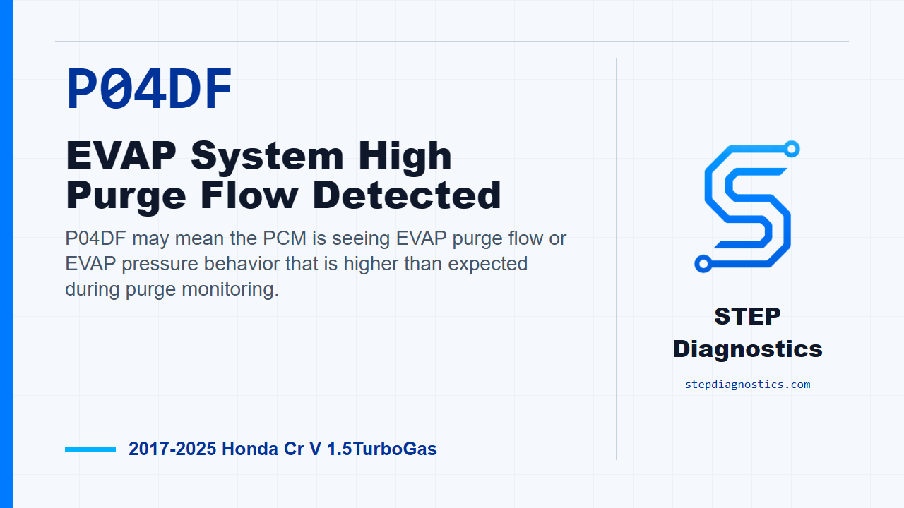 P04DF EVAP System High Purge Flow Detected for 2017-2025 Honda Cr V 1.5TurboGas