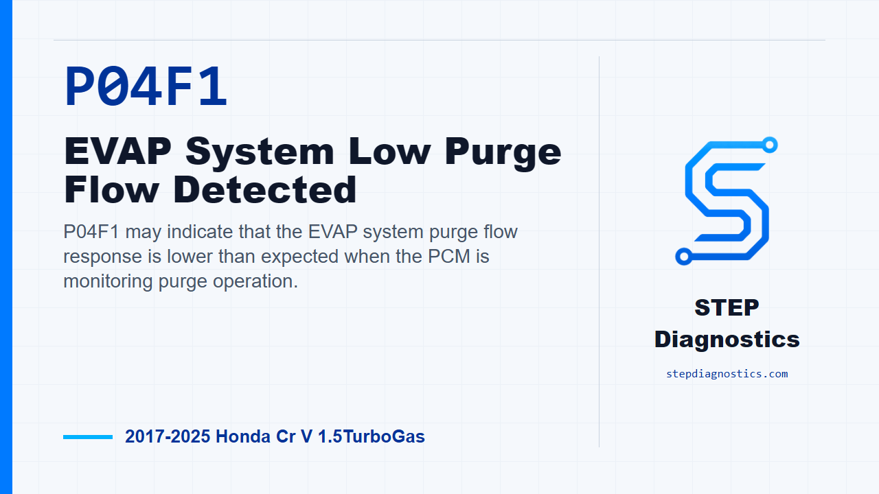 P04F1 EVAP System Low Purge Flow Detected for 2017-2025 Honda Cr V 1.5TurboGas