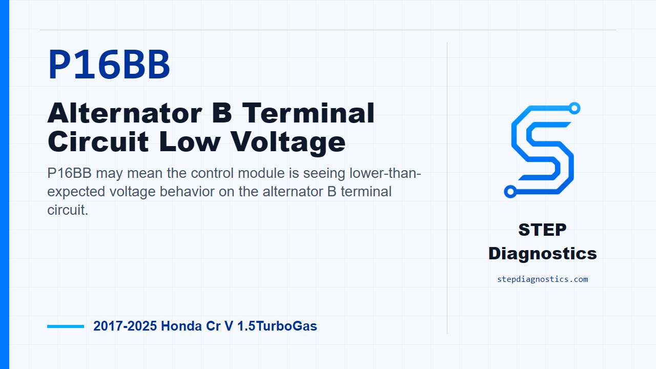 P16BB Alternator B Terminal Circuit Low Voltage diagnostic guide