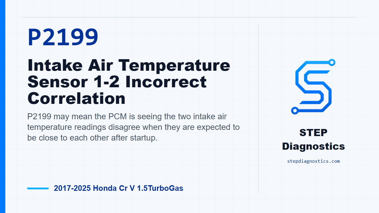 P2199 Intake Air Temperature Sensor 1-2 Incorrect Correlation for 2017-2025 Honda Cr V 1.5TurboGas