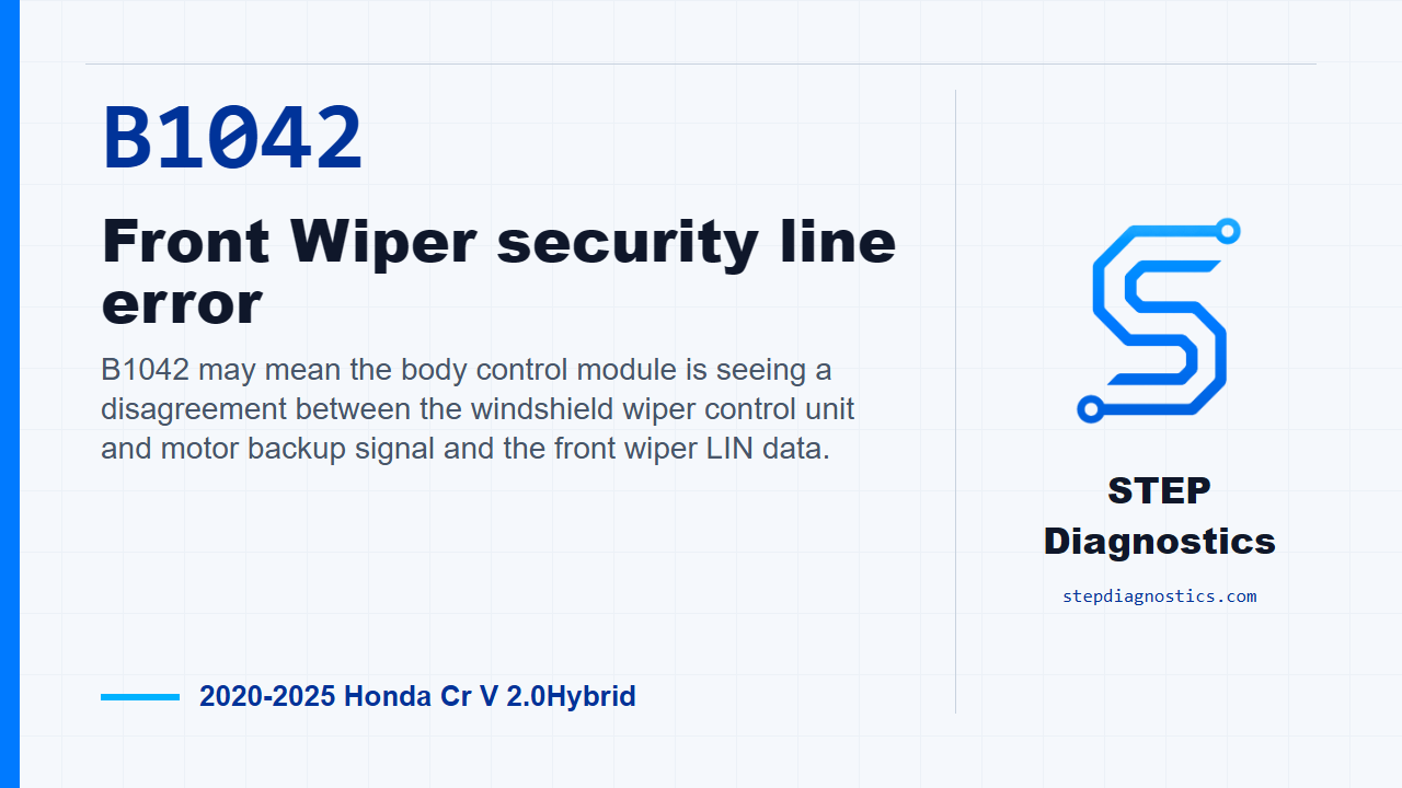 B1042 Front Wiper security line error for 2020-2025 Honda Cr V 2.0Hybrid