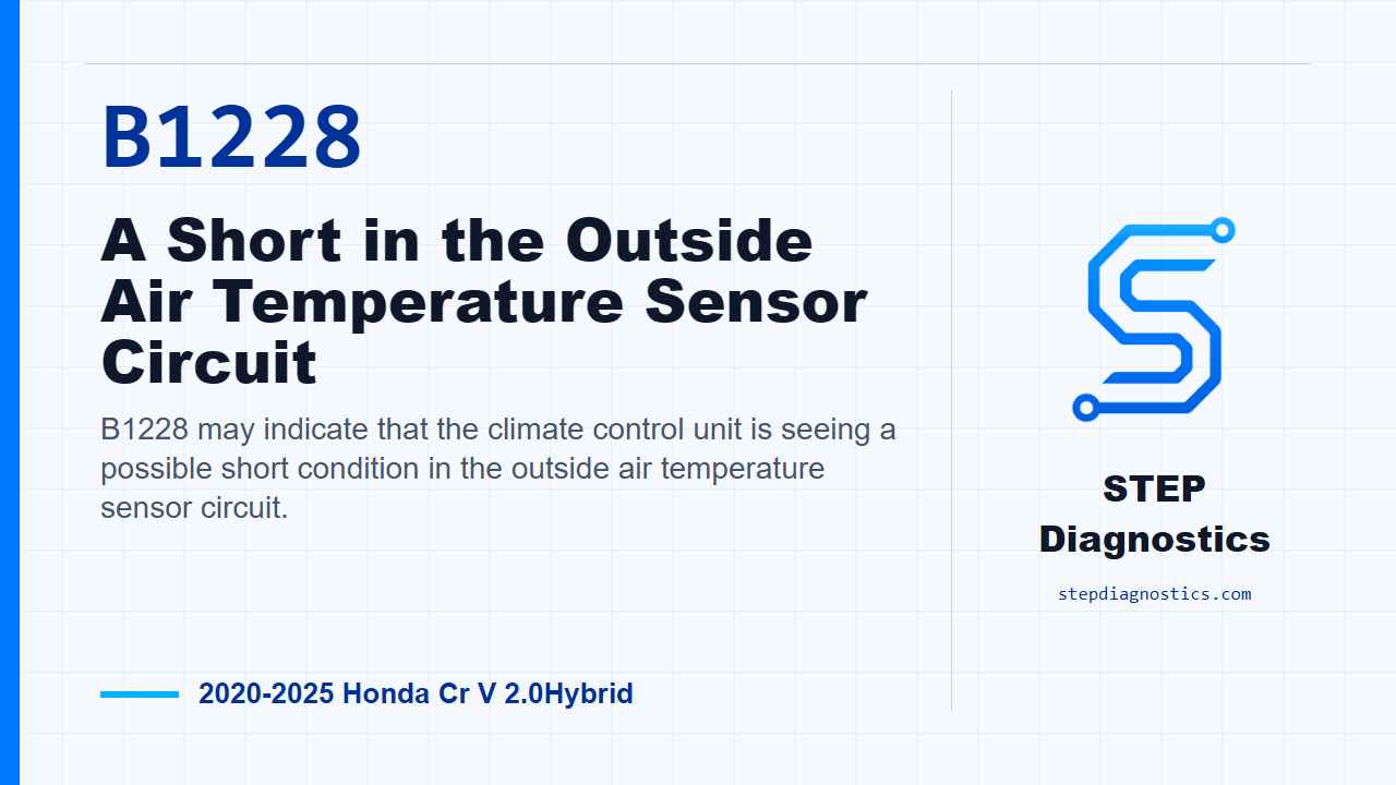 B1228 A Short in the Outside Air Temperature Sensor Circuit for 2020-2025 Honda Cr V 2.0Hybrid
