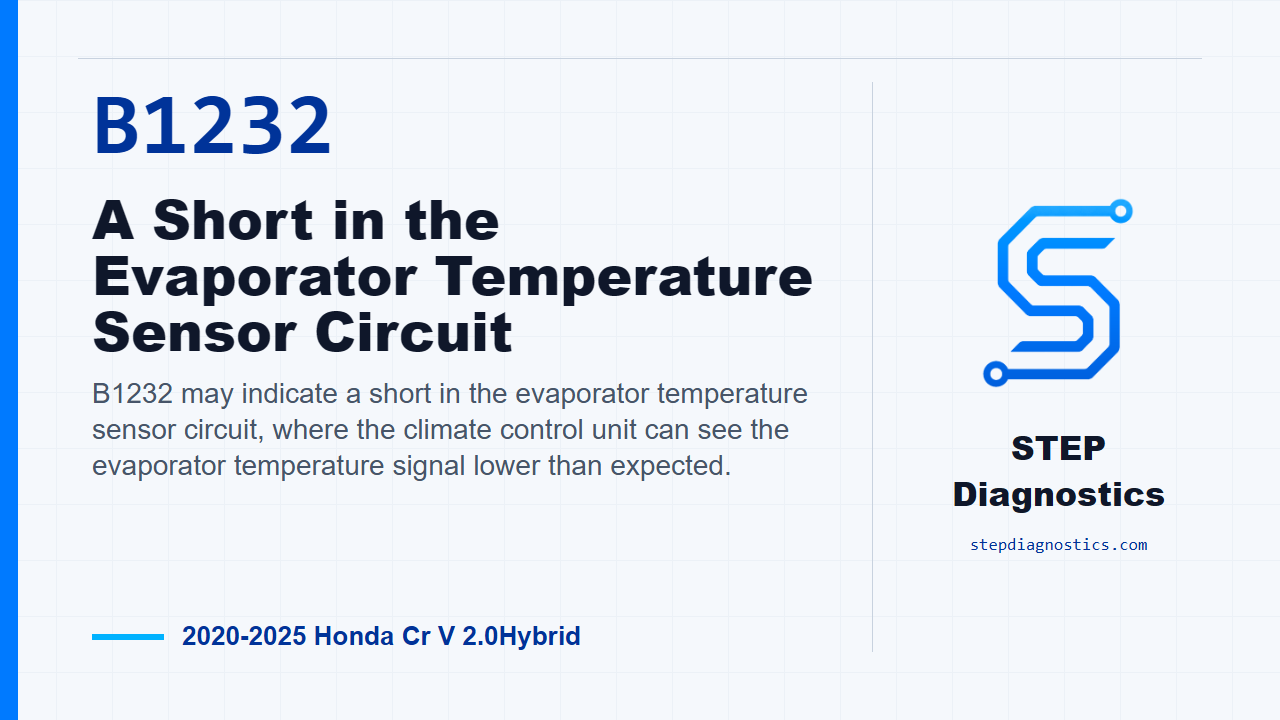 B1232 A Short in the Evaporator Temperature Sensor Circuit for 2020-2025 Honda Cr V 2.0Hybrid