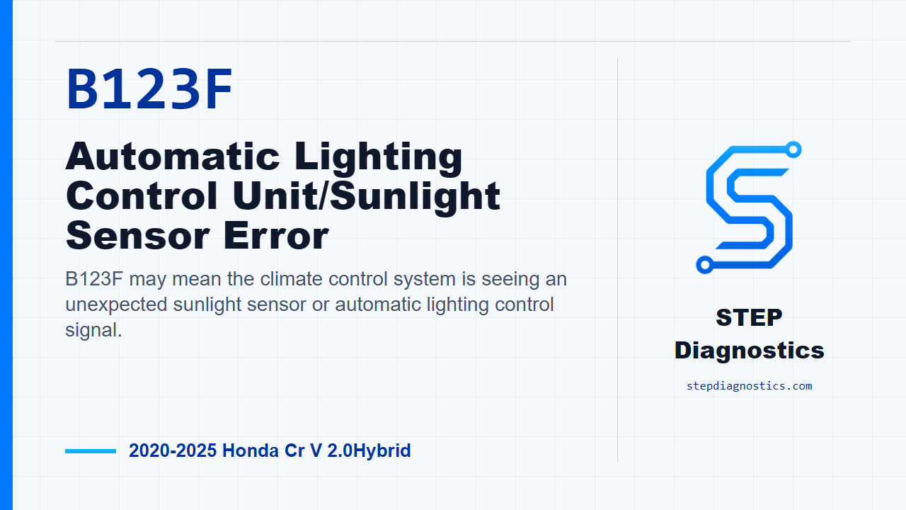 B123F Automatic Lighting Control Unit/Sunlight Sensor Error diagnostic guide