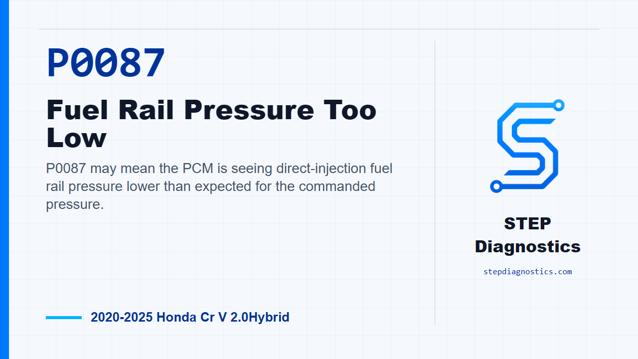 P0087 Fuel Rail Pressure Too Low for 2020-2025 Honda Cr V 2.0Hybrid