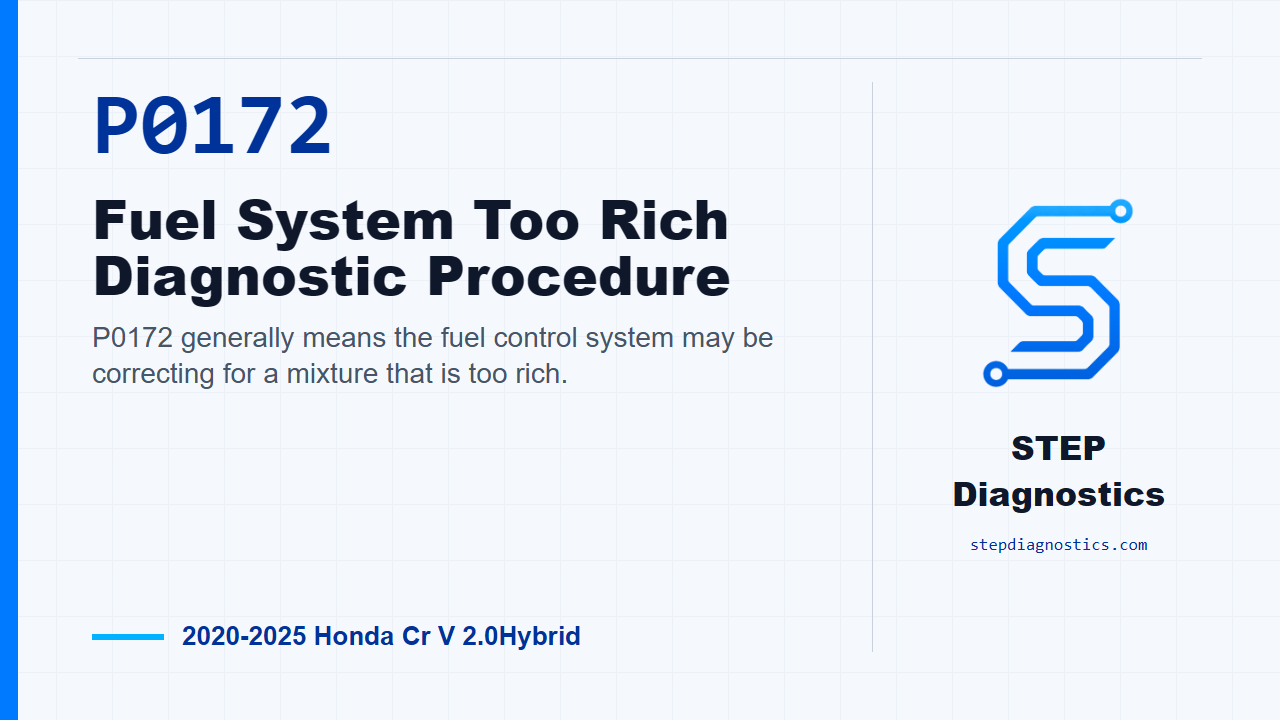 P0172 Fuel System Too Rich Diagnostic Procedure for 2020-2025 Honda Cr V 2.0Hybrid