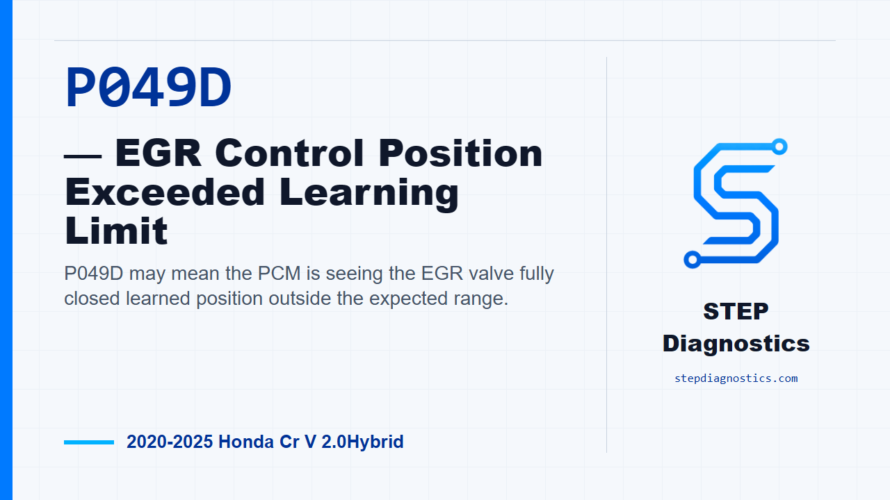 P049D — EGR Control Position Exceeded Learning Limit for 2020-2025 Honda Cr V 2.0Hybrid