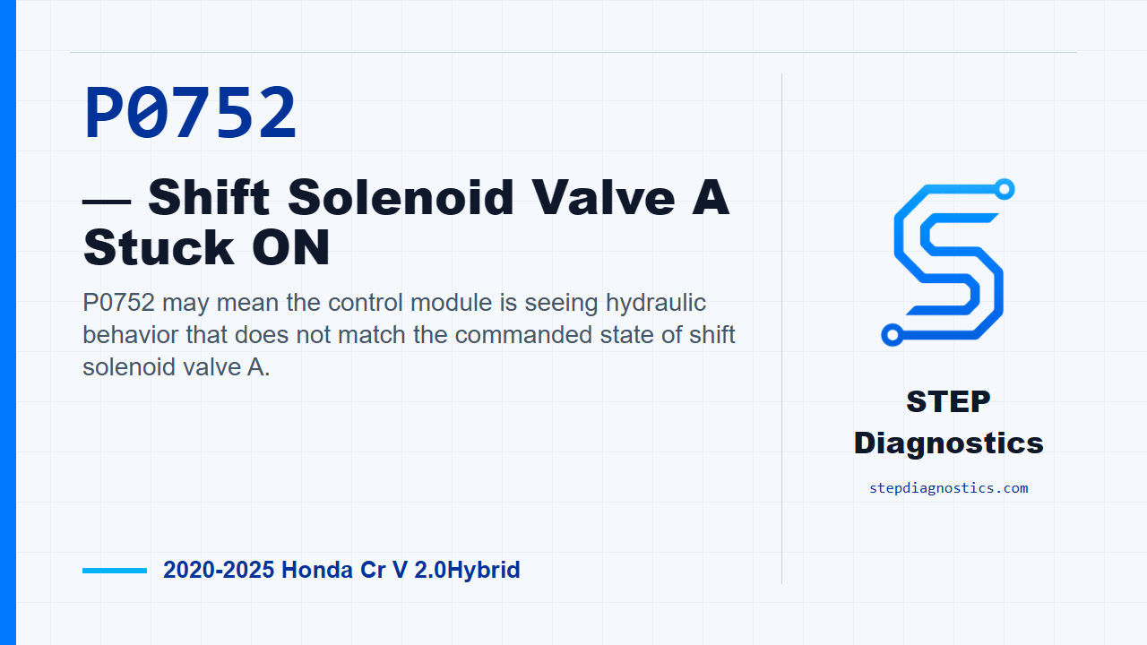 P0752 — Shift Solenoid Valve A Stuck ON for 2020-2025 Honda Cr V 2.0Hybrid