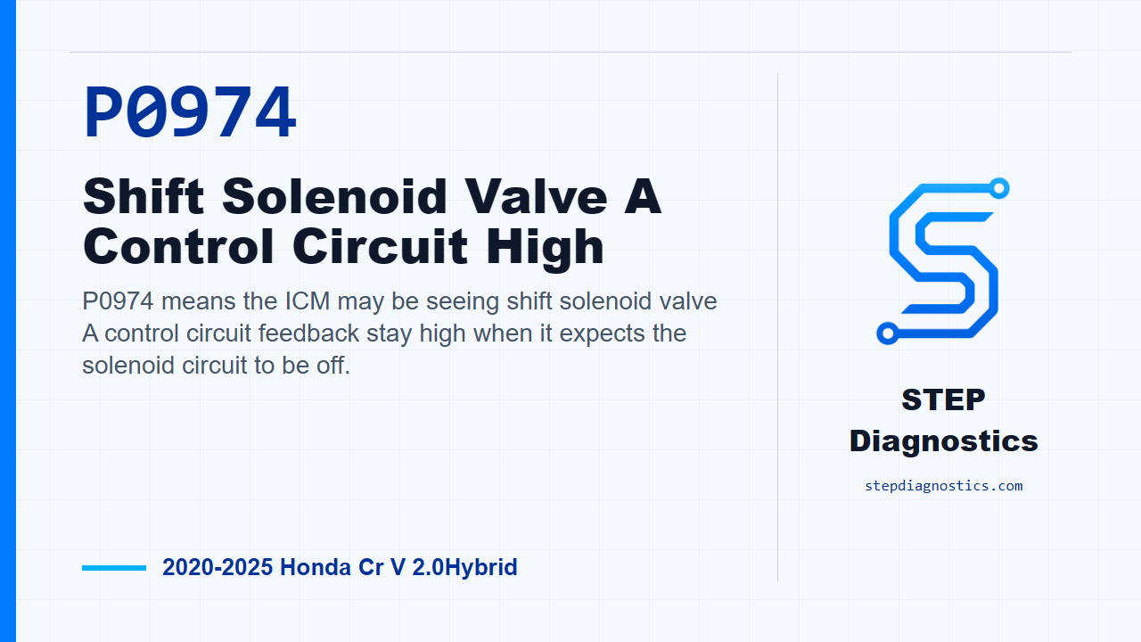 P0974 Shift Solenoid Valve A Control Circuit High for 2020-2025 Honda Cr V 2.0Hybrid