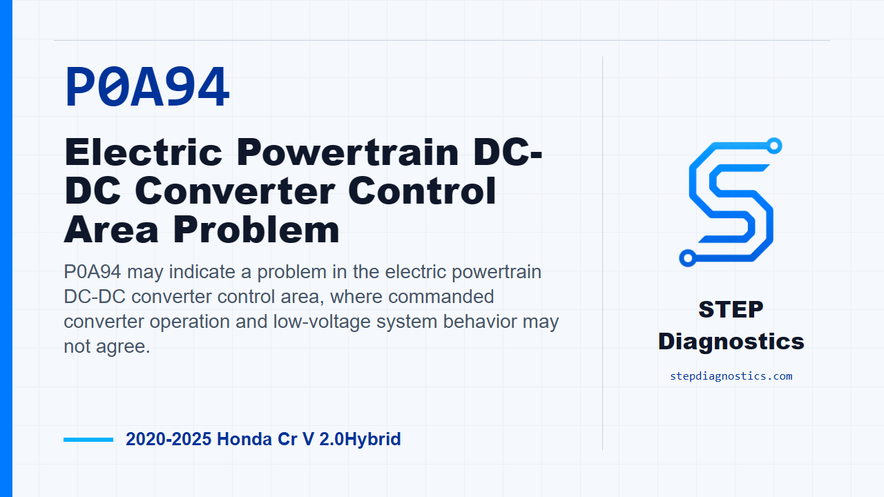 P0A94 Electric Powertrain DC-DC Converter Control Area Problem for 2020-2025 Honda Cr V 2.0Hybrid