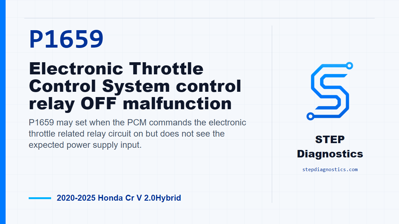 P1659 Electronic Throttle Control System control relay OFF malfunction diagnostic guide