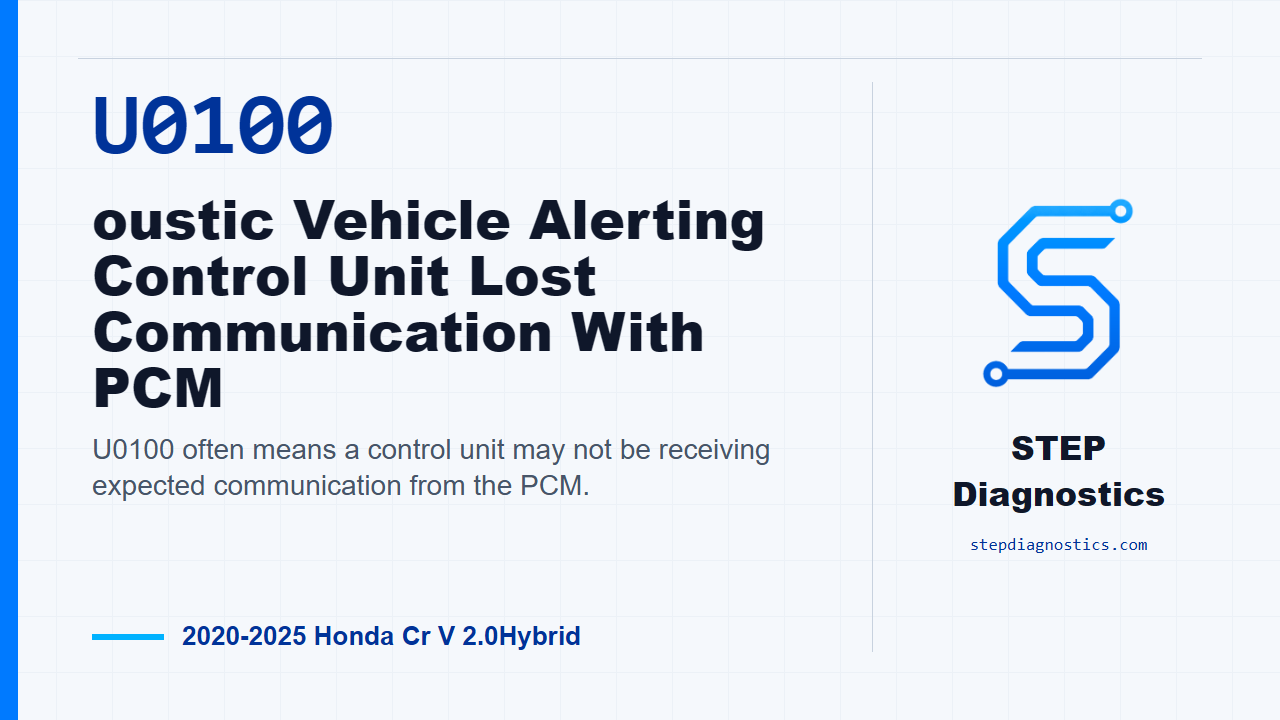 U0100 oustic Vehicle Alerting Control Unit Lost Communication With PCM for 2020-2025 Honda Cr V 2.0Hybrid