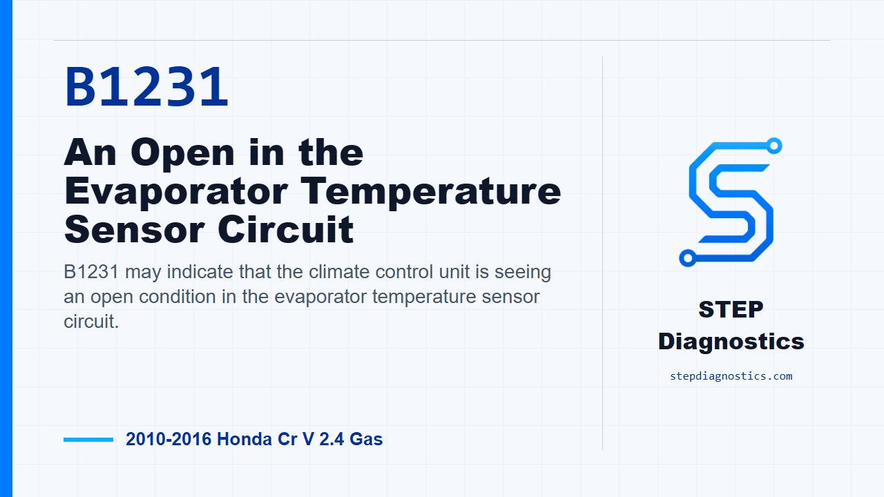 B1231 An Open in the Evaporator Temperature Sensor Circuit for 2010-2016 Honda Cr V 2.4 Gas