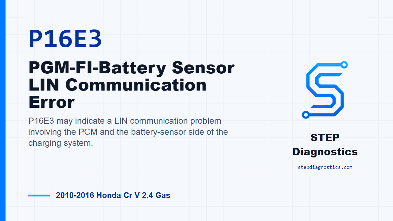 P16E3 PGM-FI-Battery Sensor LIN Communication Error diagnostic guide