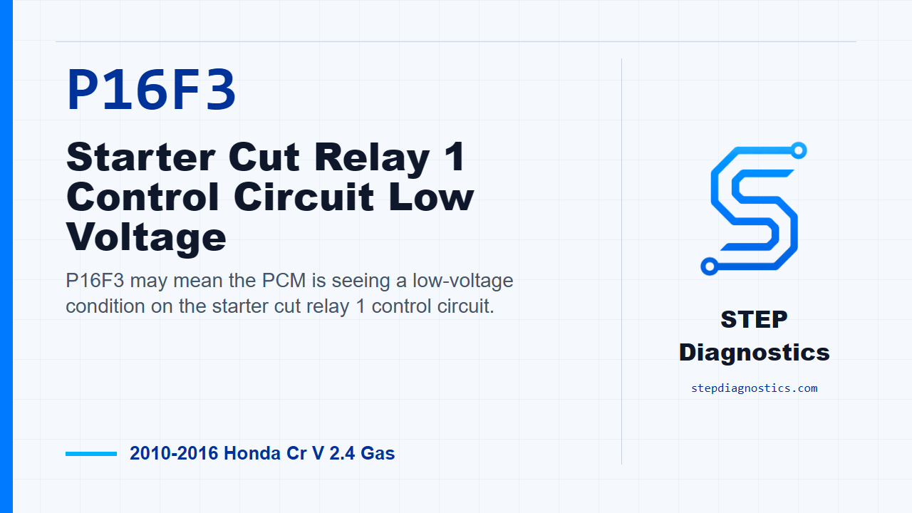 P16F3 Starter Cut Relay 1 Control Circuit Low Voltage diagnostic guide