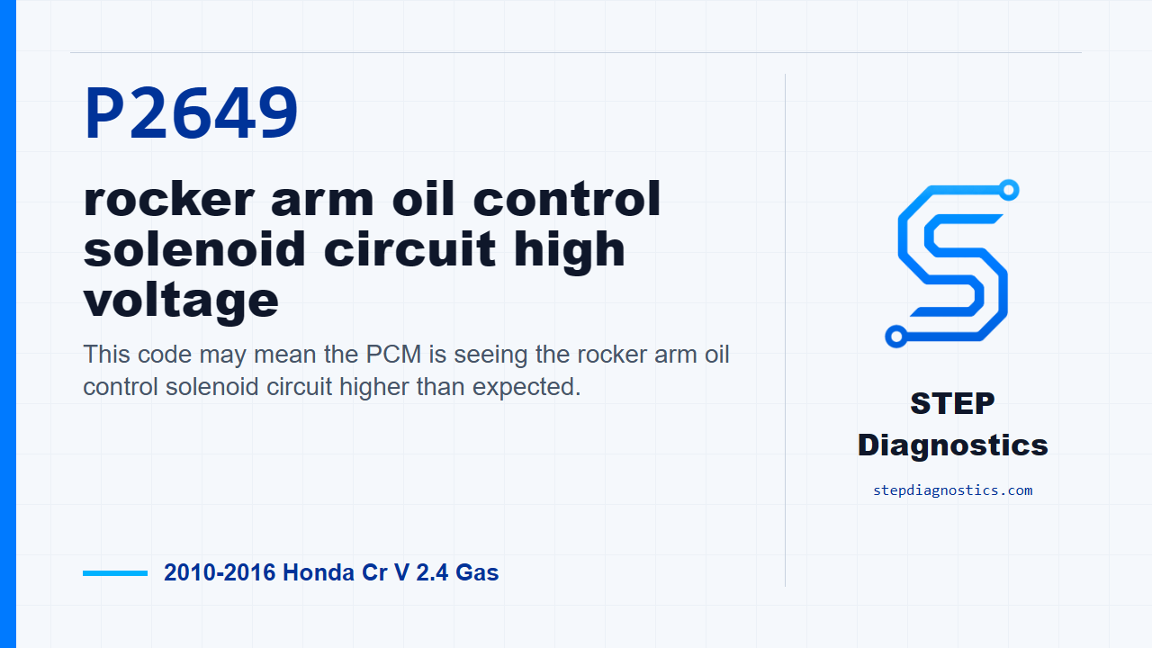 P2649 rocker arm oil control solenoid circuit high voltage diagnostic guide
